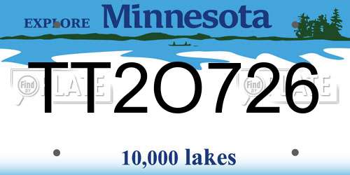 TT2O726 Minnesota License Plate
