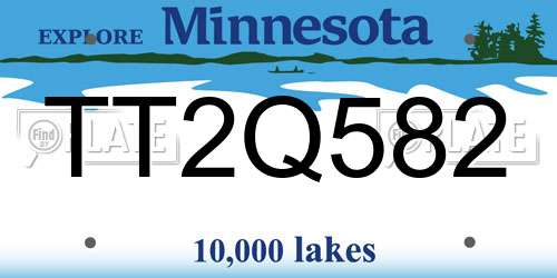 TT2Q582 Minnesota License Plate