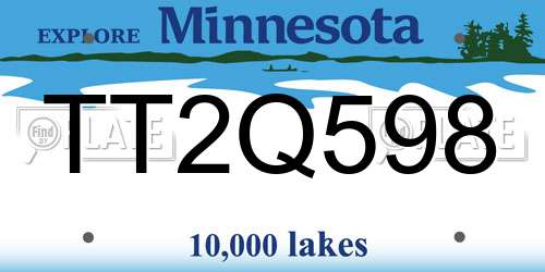 TT2Q598 Minnesota License Plate