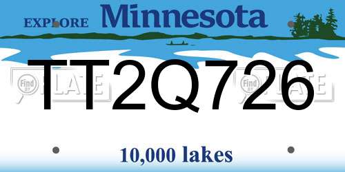 TT2Q726 Minnesota License Plate