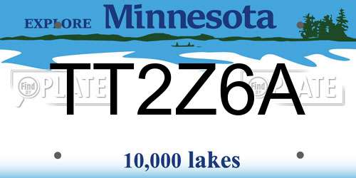 TT2Z6A Minnesota License Plate