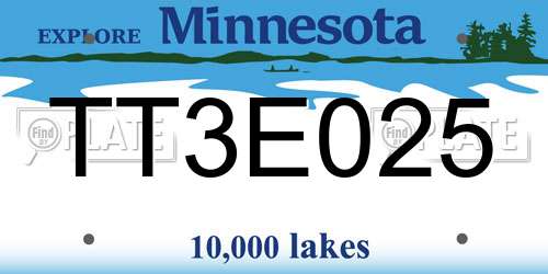 TT3E025 Minnesota License Plate