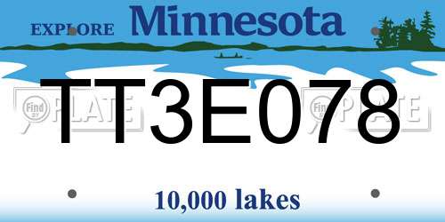 TT3E078 Minnesota License Plate