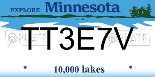 TT3E7V Minnesota License Plate