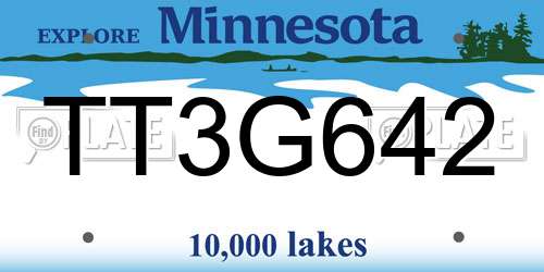 TT3G642 Minnesota License Plate