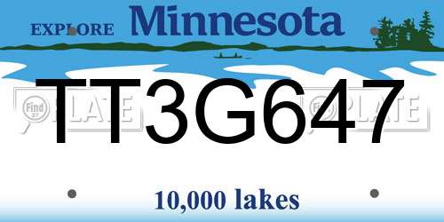 TT3G647 Minnesota License Plate