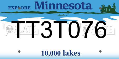 TT3T076 Minnesota License Plate