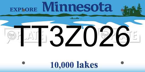 TT3Z026 Minnesota License Plate