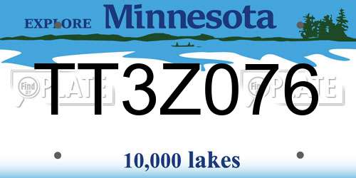TT3Z076 Minnesota License Plate
