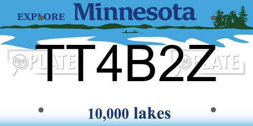 TT4B2Z Minnesota License Plate