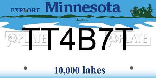 TT4B7T Minnesota License Plate