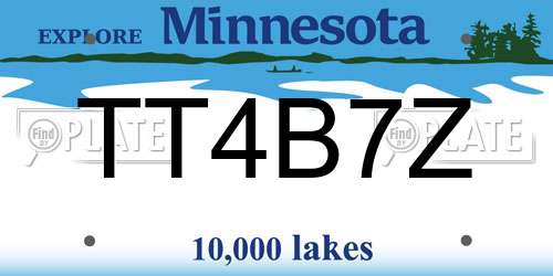 TT4B7Z Minnesota License Plate