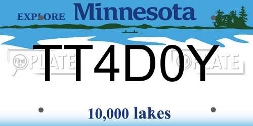 TT4D0Y Minnesota License Plate