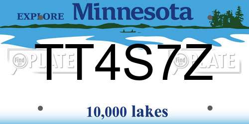 TT4S7Z Minnesota License Plate