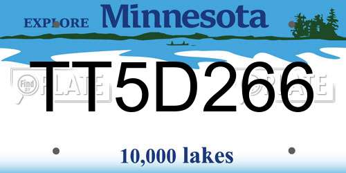 TT5D266 Minnesota License Plate