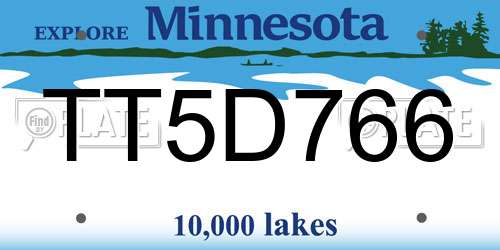 TT5D766 Minnesota License Plate