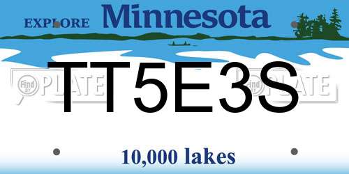 TT5E3S Minnesota License Plate