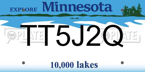 TT5J2Q Minnesota License Plate