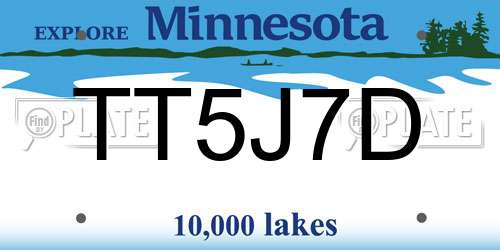 TT5J7D Minnesota License Plate