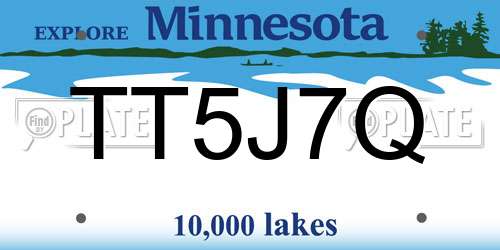 TT5J7Q Minnesota License Plate