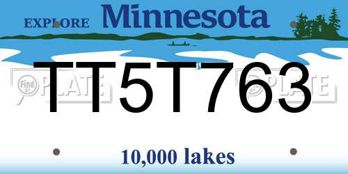 TT5T763 Minnesota License Plate