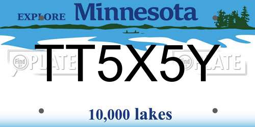 TT5X5Y Minnesota License Plate