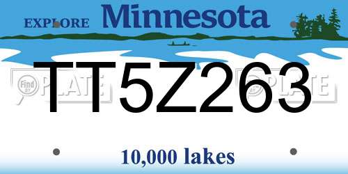 TT5Z263 Minnesota License Plate