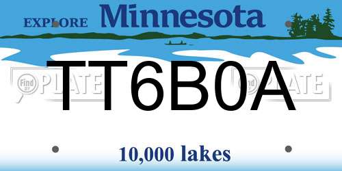 TT6B0A Minnesota License Plate