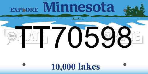TT70598 Minnesota License Plate