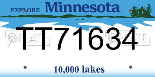 TT71634 Minnesota License Plate