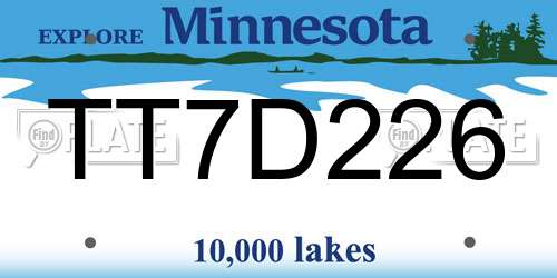 TT7D226 Minnesota License Plate