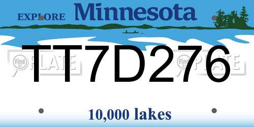 TT7D276 Minnesota License Plate