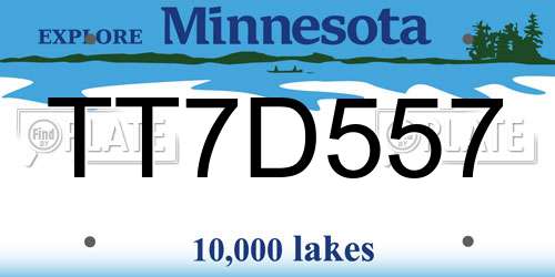 TT7D557 Minnesota License Plate