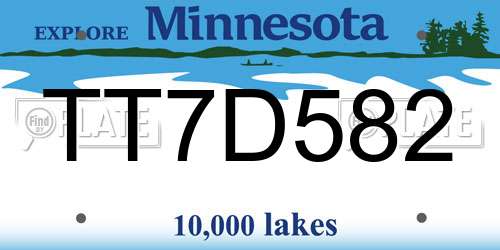 TT7D582 Minnesota License Plate