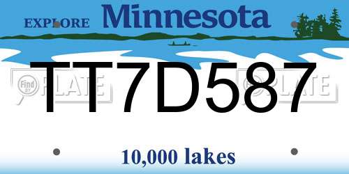 TT7D587 Minnesota License Plate