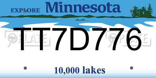 TT7D776 Minnesota License Plate