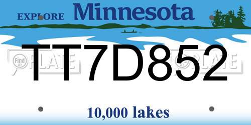 TT7D852 Minnesota License Plate