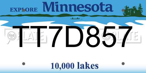 TT7D857 Minnesota License Plate