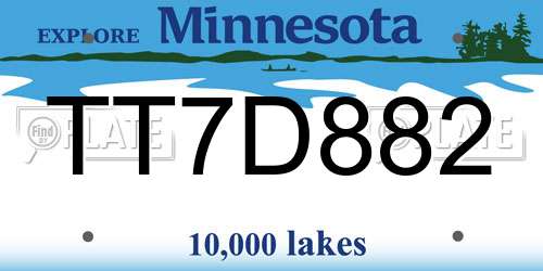 TT7D882 Minnesota License Plate