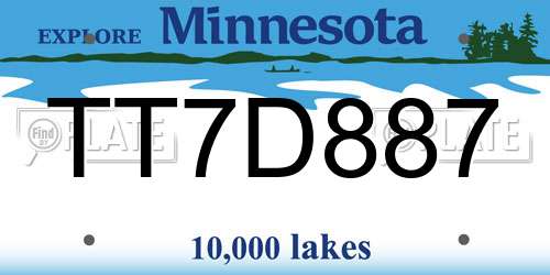 TT7D887 Minnesota License Plate
