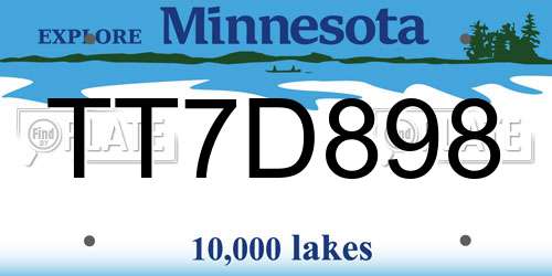 TT7D898 Minnesota License Plate