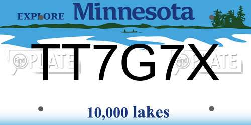 TT7G7X Minnesota License Plate