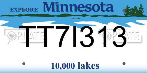 TT7I313 Minnesota License Plate