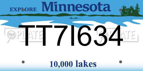 TT7I634 Minnesota License Plate