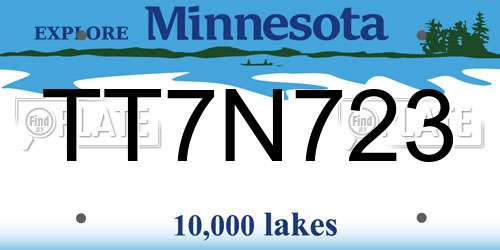 TT7N723 Minnesota License Plate