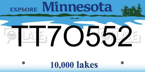 TT7O552 Minnesota License Plate