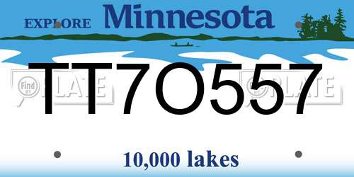 TT7O557 Minnesota License Plate