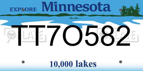 TT7O582 Minnesota License Plate
