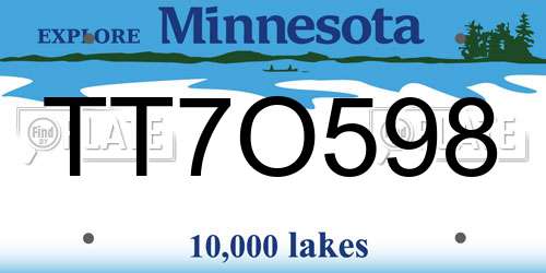 TT7O598 Minnesota License Plate