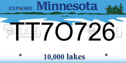 TT7O726 Minnesota License Plate